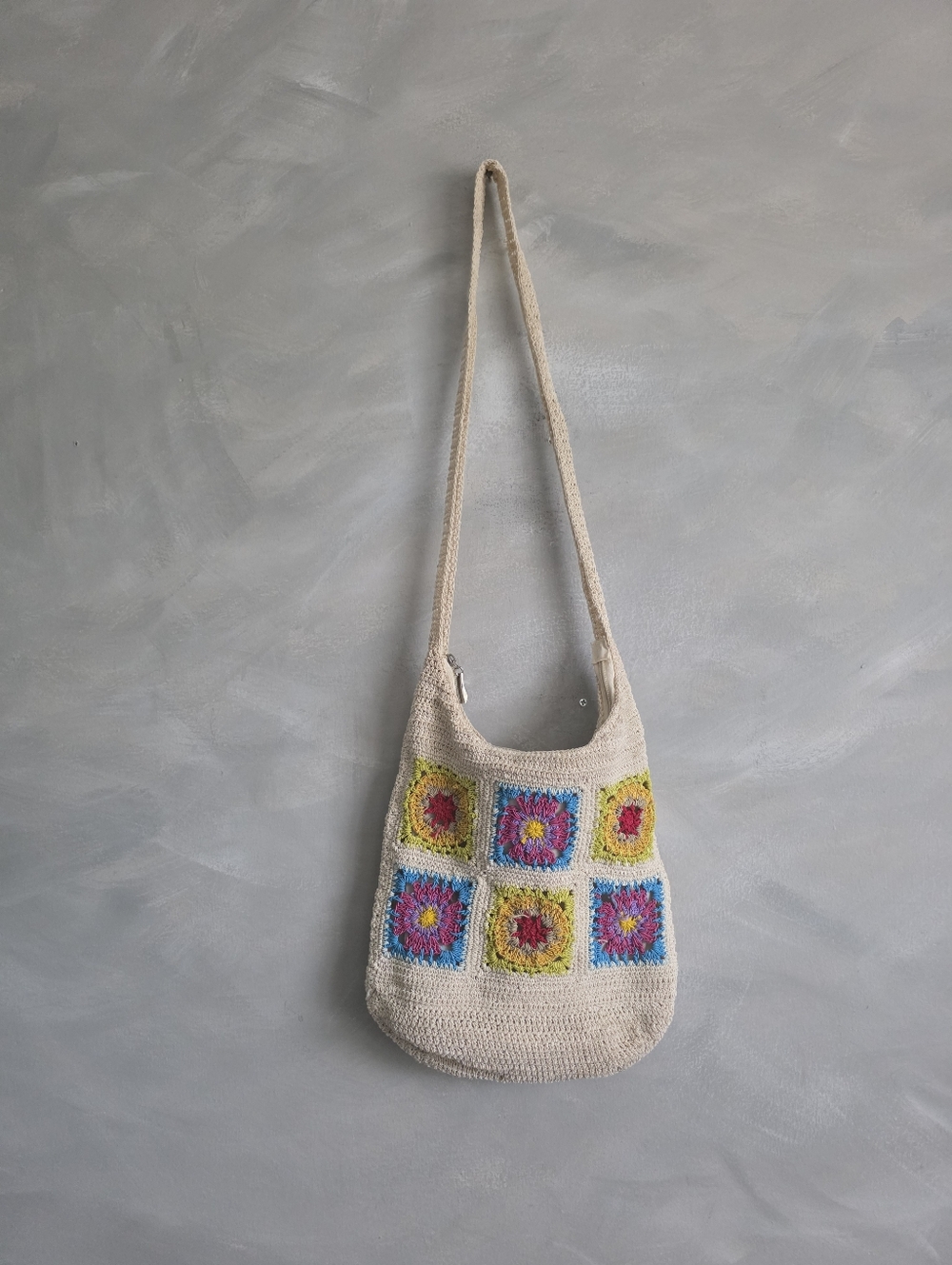 Granny Square Crochet Crossbody Purse Handbag Bag Multicolor Festival 12x11